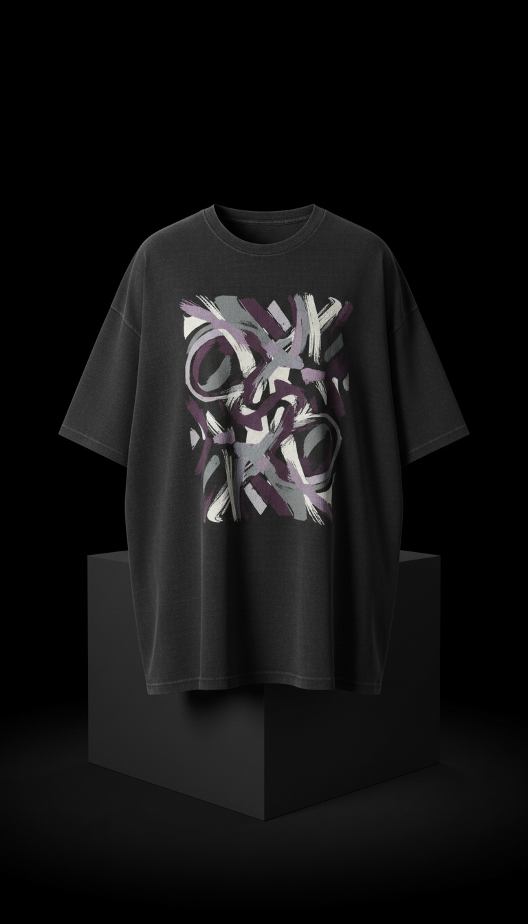 Obsidian Black Graphic Oversized Tee
